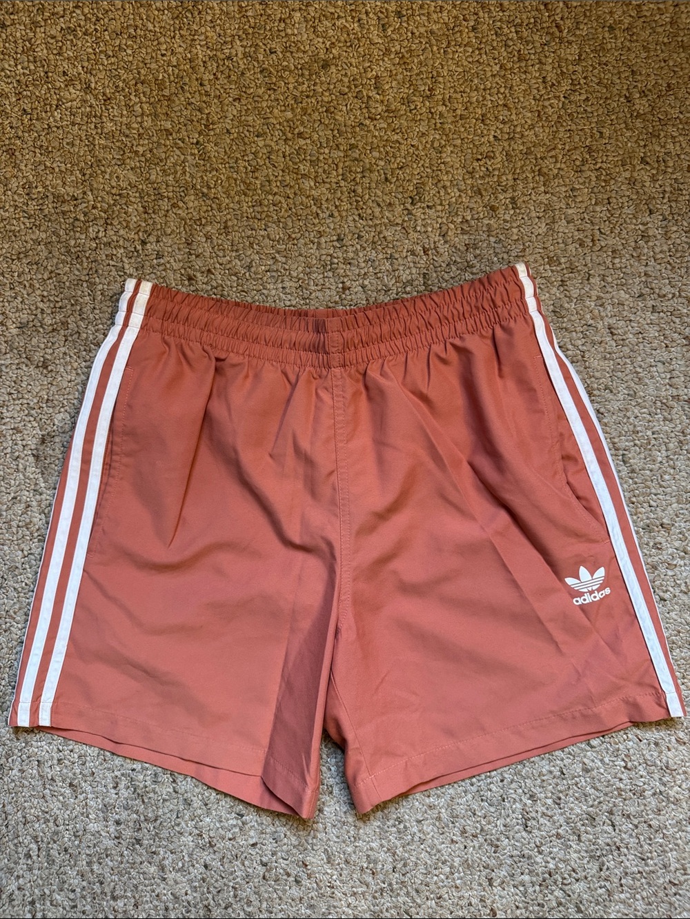 adidas Men’s Rust Orange 3-Stripes Athletic Shorts